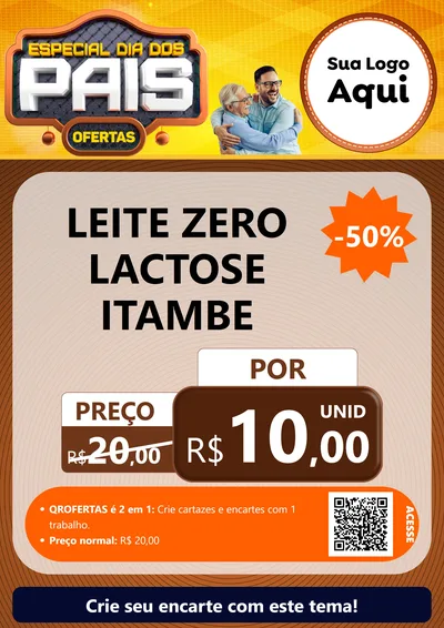 Modelo de Cartaz para Cartaz A4 Vertical com o tema Especial Dia dos Pais para Frios e Laticínios