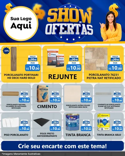 Modelo de Rede Social para Feed Instagram com o tema Show de Ofertas para Pisos e revestimentos