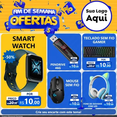Modelo de Rede Social para Feed Facebook com o tema Fim de Semana de Ofertas para Informática