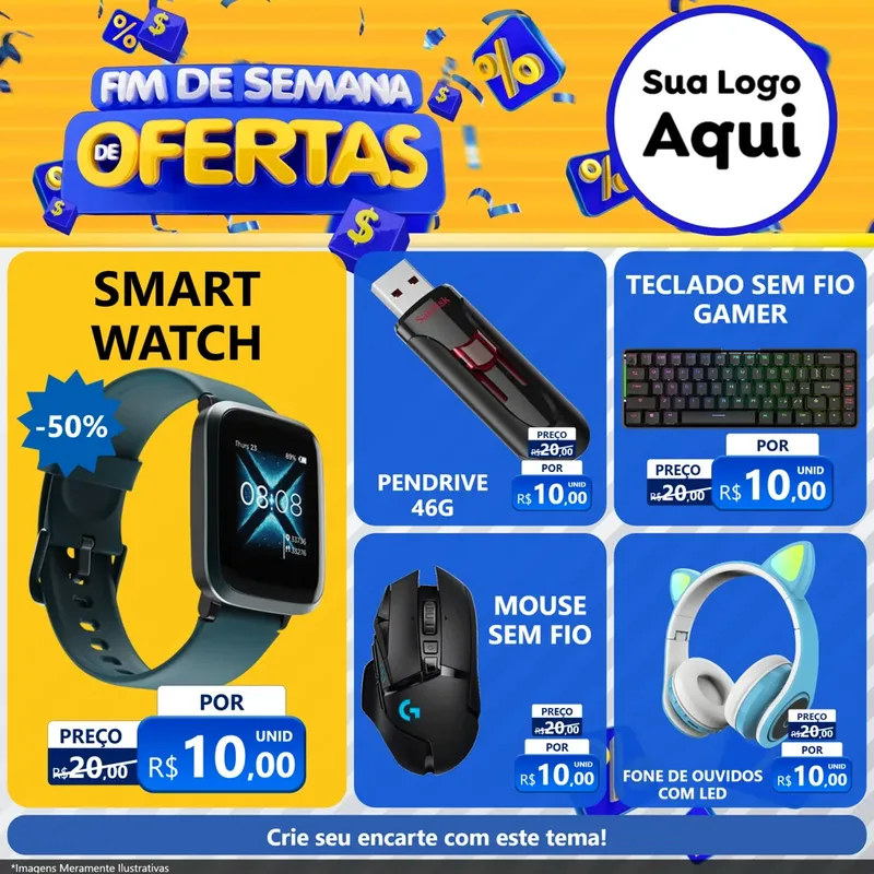 Modelo de Rede Social para Feed Facebook com o tema Fim de Semana de Ofertas para Informática
