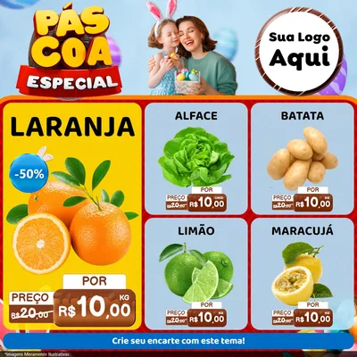 Modelo de Rede Social para Feed Facebook com o tema Páscoa Especial para Hortifrúti