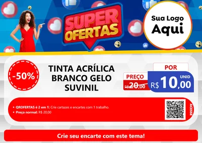 Modelo de Cartaz para Cartaz A4 Horizontal com o tema Super Ofertas para Tintas e Ferramentas