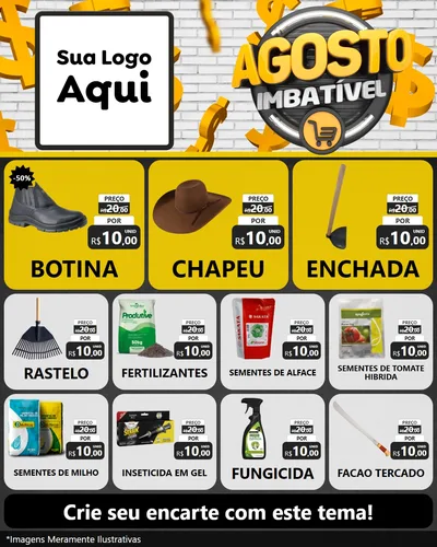 Modelo de Rede Social para Feed Instagram com o tema Agosto imbatível para Agropecuária