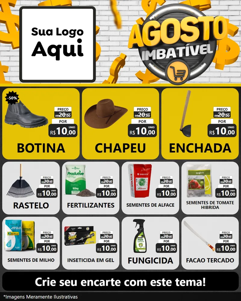 Modelo de Rede Social para Feed Instagram com o tema Agosto imbatível para Agropecuária