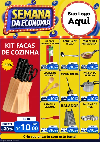 Modelo de Encarte para Encarte A4 Vertical com o tema Semana da Economia para Utilidades Domésticas