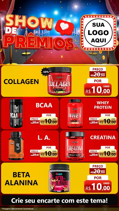 Modelo de TV para TV Vertical com o tema Show de Prêmios para Suplementos alimentares