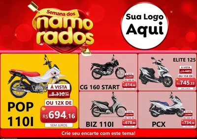 Modelo de Encarte para Encarte A4 Horizontal com o tema Semana dos namorados para Concessionaria de Motos