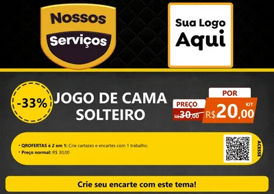 Modelo de Cartaz para Cartaz A4 Horizontal com o tema Nossos Serviços para Cama, Mesa e Banho