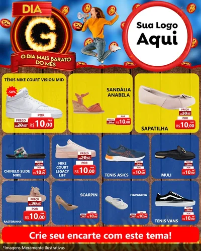 Modelo de Rede Social para Feed Instagram com o tema Dia G - O Dia Mais Barato Do Mês para Calçados