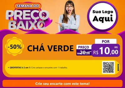 Modelo de Cartaz para Cartaz A4 Horizontal com o tema Semana do Preço Baixo para Produtos Naturais