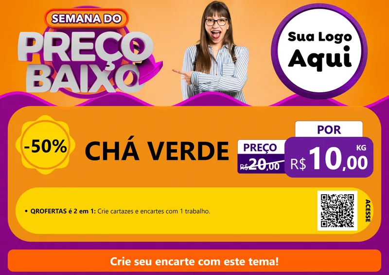 Modelo de Cartaz para Cartaz A4 Horizontal com o tema Semana do Preço Baixo para Produtos Naturais