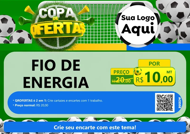 Modelo de Cartaz para Cartaz A4 Horizontal com o tema Copa De Ofertas para Materiais Elétricos