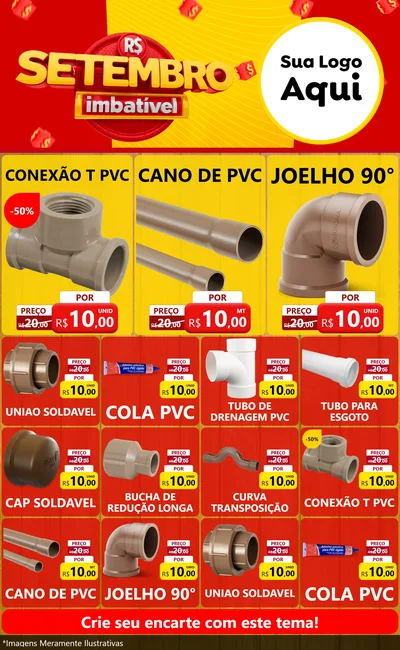 Modelo de Encarte para Encarte Grande com o tema Setembro Imbatível para Tubos e conexões