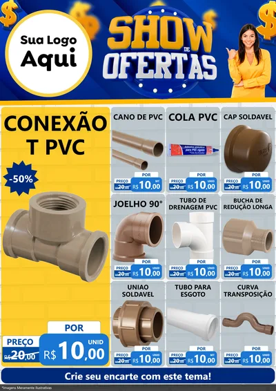 Modelo de Encarte para Encarte A4 Vertical com o tema Show de Ofertas para Tubos e conexões