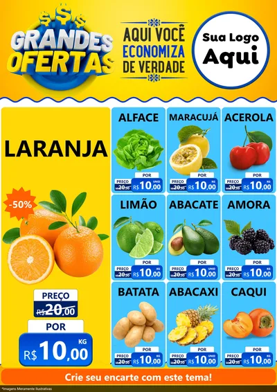 Modelo de Encarte para Encarte A4 Vertical com o tema Grandes Ofertas para Hortifrúti