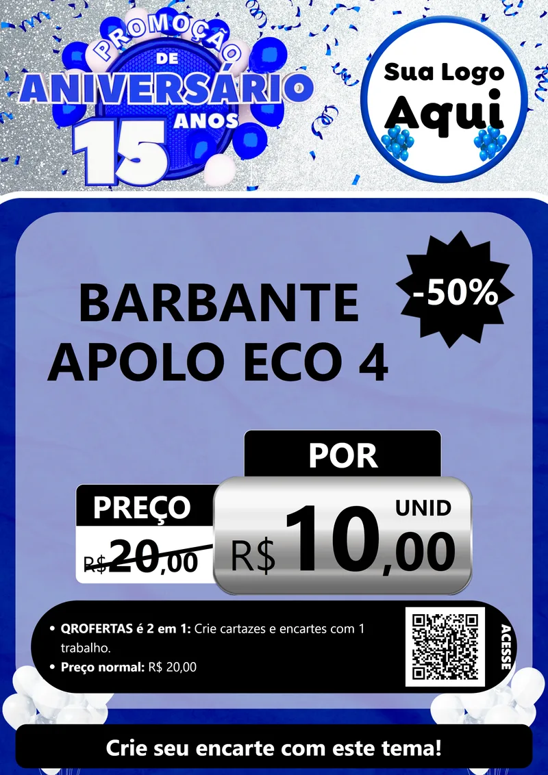 Modelo de Cartaz para Cartaz A4 Vertical com o tema Promoção de Aniversário - 15 Anos para Armarinho e Aviamentos