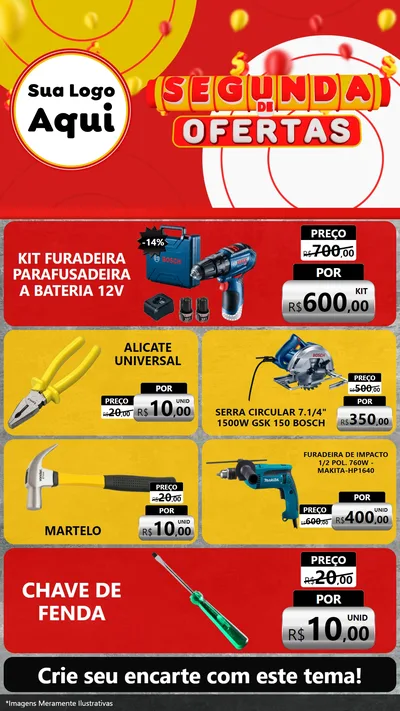 Modelo de TV para TV Vertical com o tema Segunda de Ofertas para Maquinas e Ferramentas