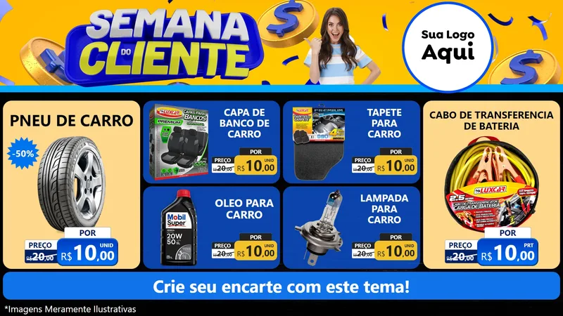 Modelo de TV para TV Horizontal com o tema Semana do Cliente para Auto peças