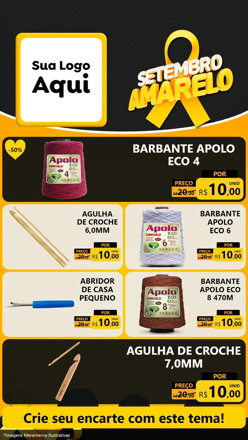 Modelo de TV para TV Vertical com o tema Setembro Amarelo para Armarinho e Aviamentos