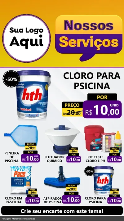 Modelo de Rede Social para Stories com o tema Nossos Serviços para Produtos para Piscina