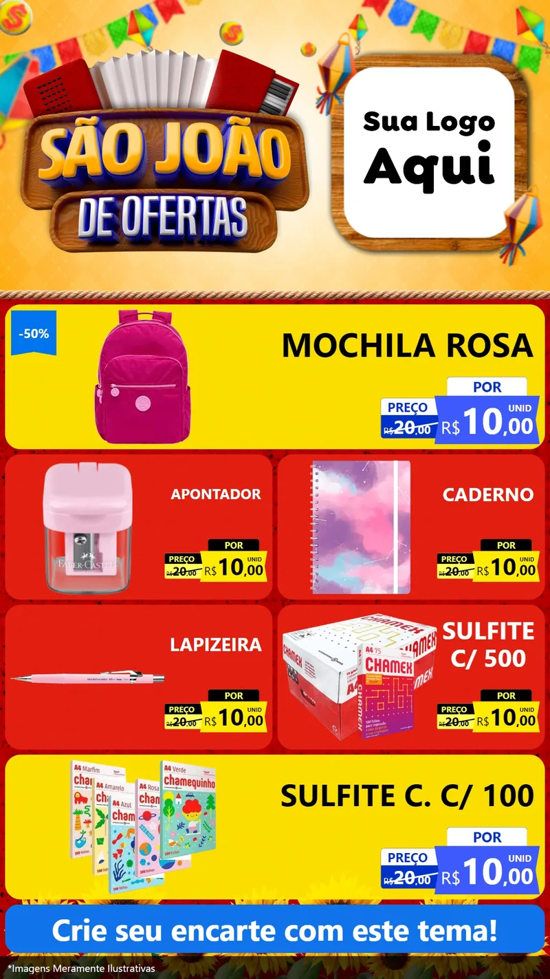 Modelo de TV para TV Vertical com o tema São João de Ofertas para Papelaria