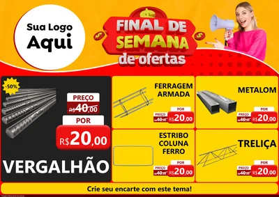 Modelo de Encarte para Encarte A4 Horizontal com o tema Final de Semana de Ofertas para Ferragens