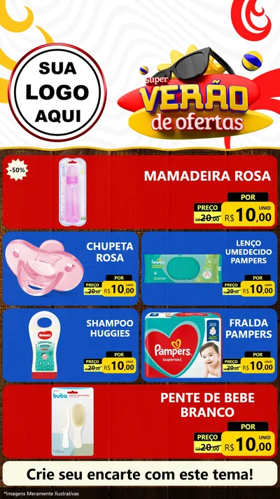 Modelo de TV para TV Vertical com o tema Super Verão de Ofertas para Bebês