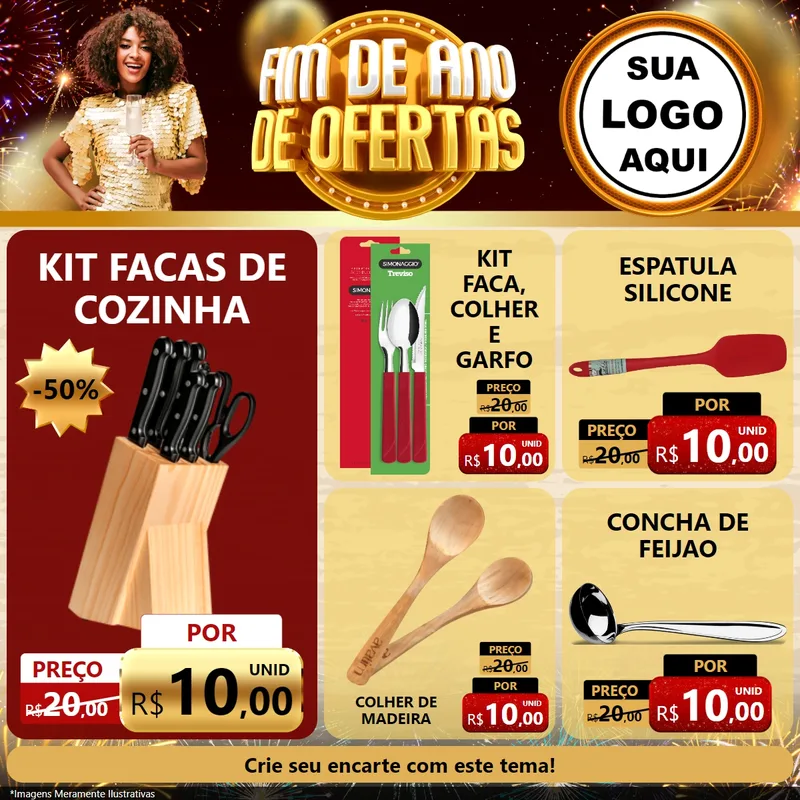 Modelo de Rede Social para Feed Facebook com o tema Fim de Ano de Ofertas para Utilidades Domésticas