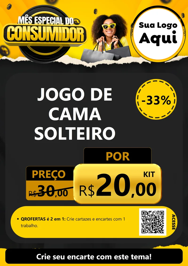 Modelo de Cartaz para Cartaz A4 Vertical com o tema Mês Especial do Consumidor para Cama, Mesa e Banho