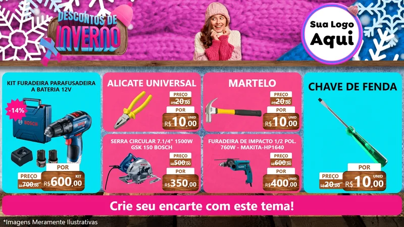 Modelo de TV para TV Horizontal com o tema Descontos de Inverno para Maquinas e Ferramentas