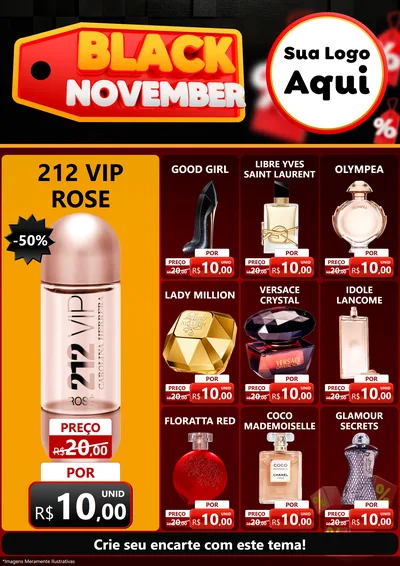 Modelo de Encarte para Encarte A4 Vertical com o tema Black November para Perfumes