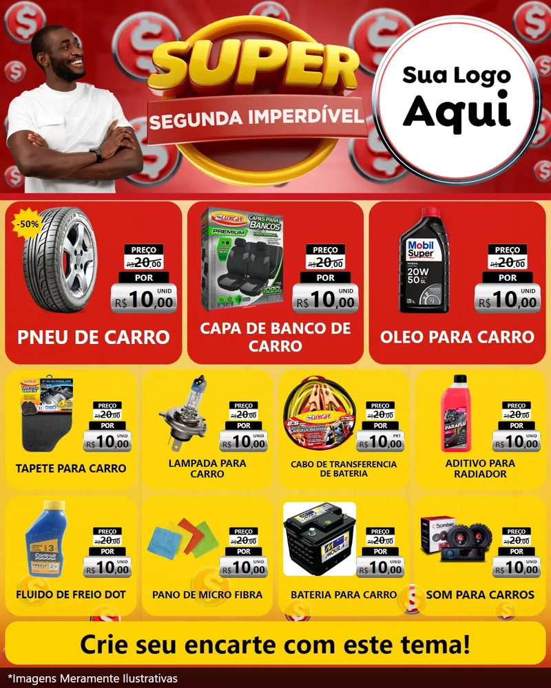 Modelo de Rede Social para Feed Instagram com o tema Super Segunda Imperdível para Auto peças