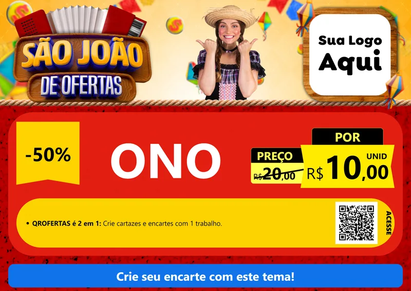 Modelo de Cartaz para Cartaz A4 Horizontal com o tema São João de Ofertas para Óticas