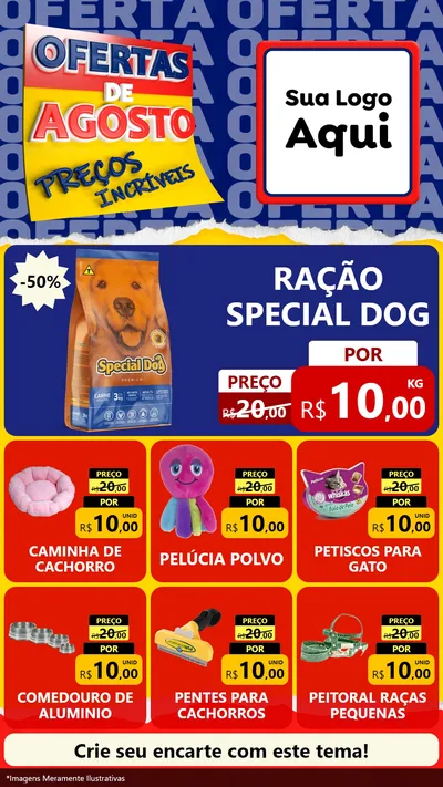 Modelo de Rede Social para Stories com o tema Ofertas de Agosto - Preços Incríveis para Pet Shop