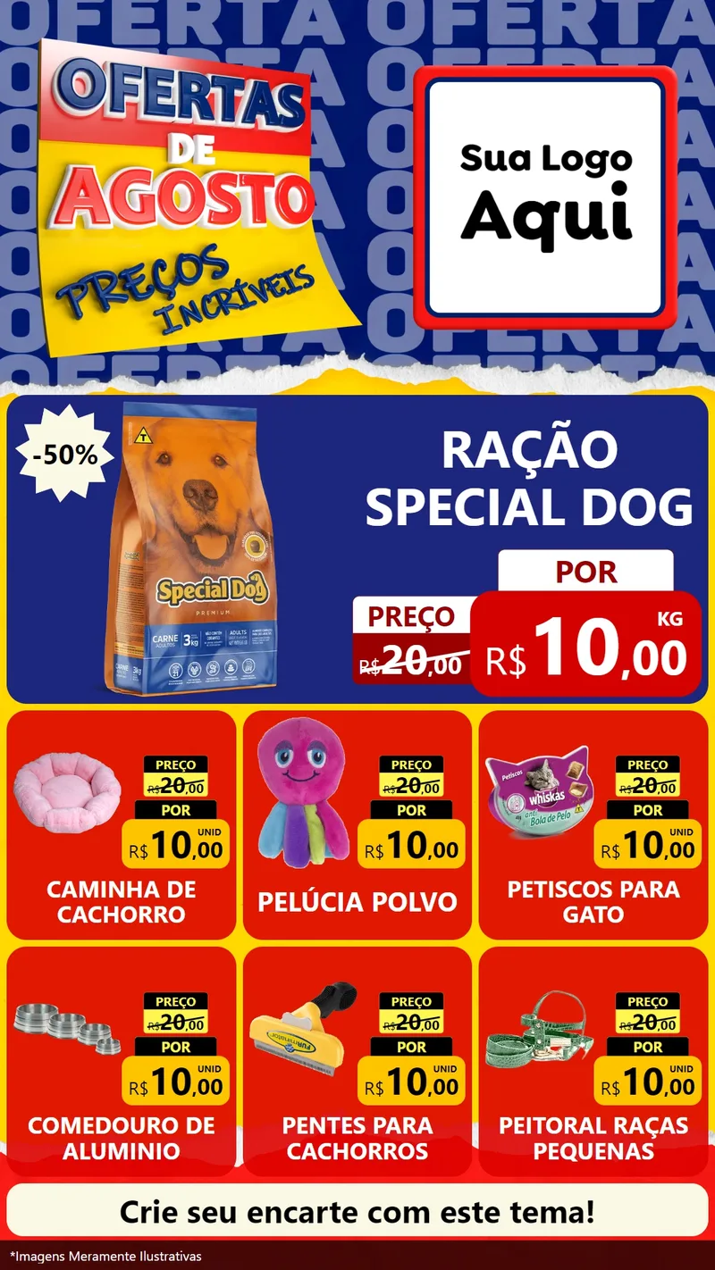 Modelo de Rede Social para Stories com o tema Ofertas de Agosto - Preços Incríveis para Pet Shop