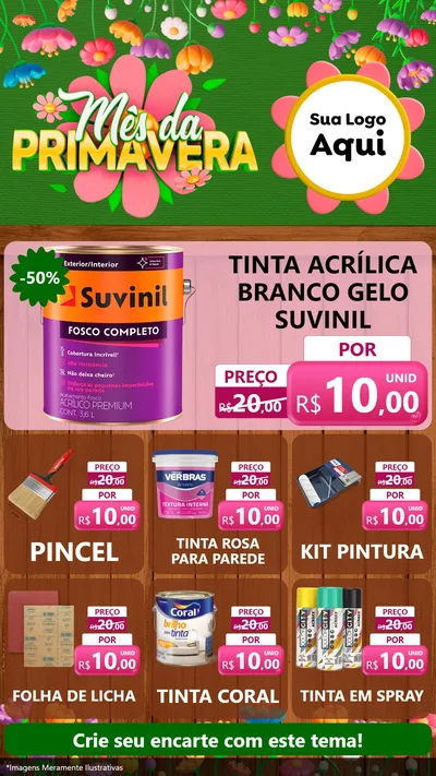 Modelo de Rede Social para Stories com o tema Mês da Primavera para Tintas e Ferramentas