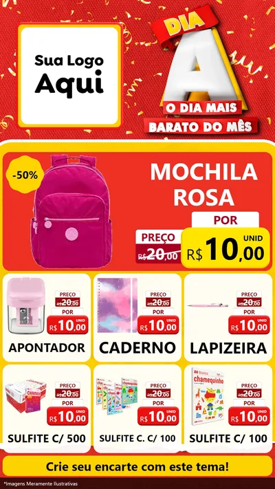 Modelo de Rede Social para Stories com o tema Dia A o Dia Mais Barato do Mês para Papelaria