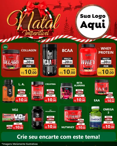 Modelo de Rede Social para Feed Instagram com o tema Natal Imperdível para Suplementos alimentares