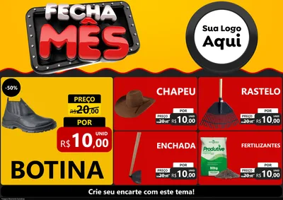 Modelo de Encarte para Encarte A4 Horizontal com o tema Fecha Mês para Agropecuária