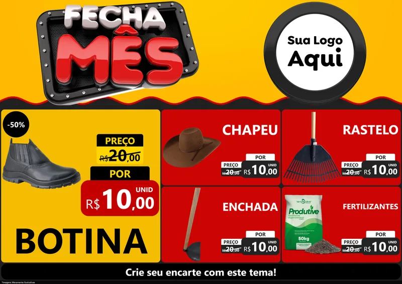 Modelo de Encarte para Encarte A4 Horizontal com o tema Fecha Mês para Agropecuária