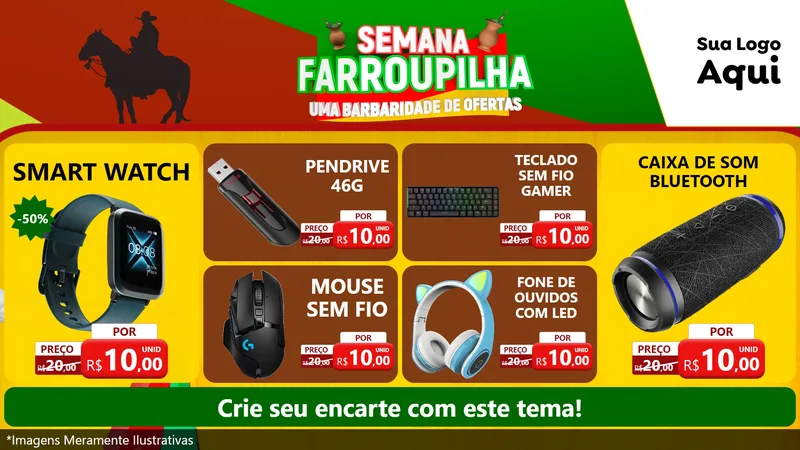 Modelo de TV para TV Horizontal com o tema Semana Farroupilha - Uma Barbaridade de Ofertas para Informática