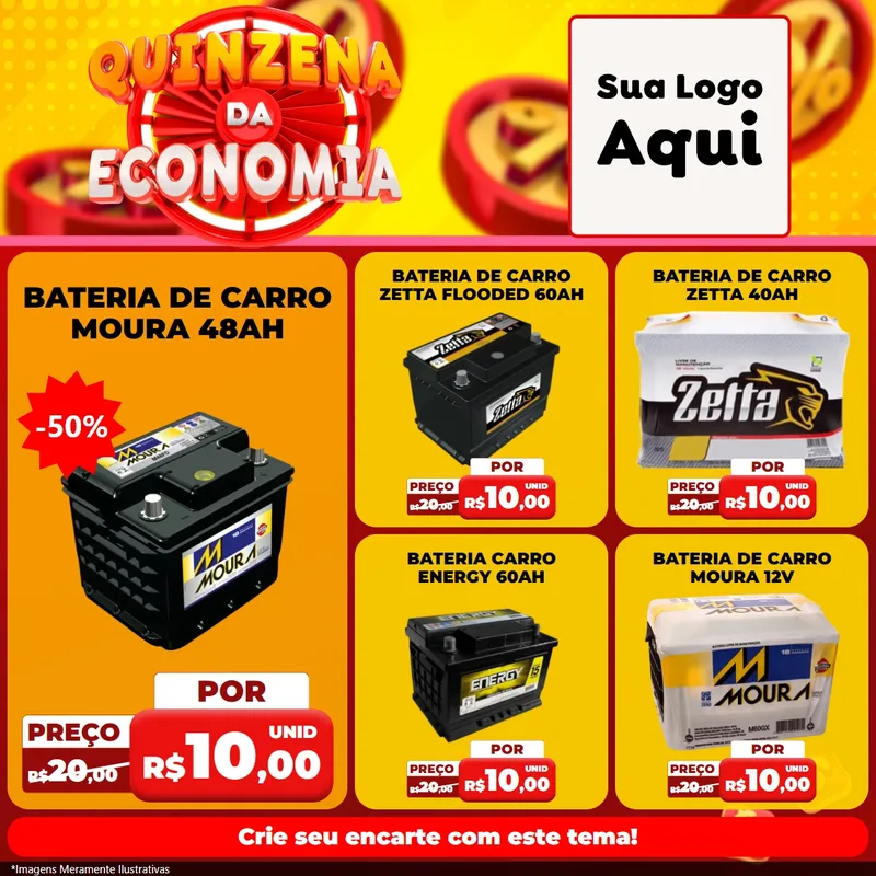 Modelo de Rede Social para Feed Facebook com o tema Quinzena Da Economia para Baterias Elétricas