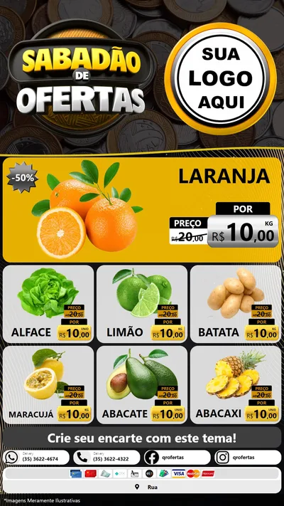 Modelo de Rede Social para Stories com o tema Sabadão de Ofertas para Hortifrúti