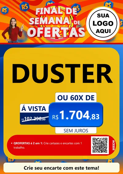 Modelo de Cartaz para Cartaz A4 Vertical com o tema Final de Semana de Ofertas para Concessionaria de Carros