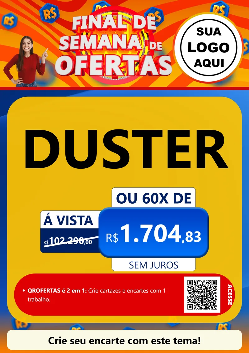 Modelo de Cartaz para Cartaz A4 Vertical com o tema Final de Semana de Ofertas para Concessionaria de Carros