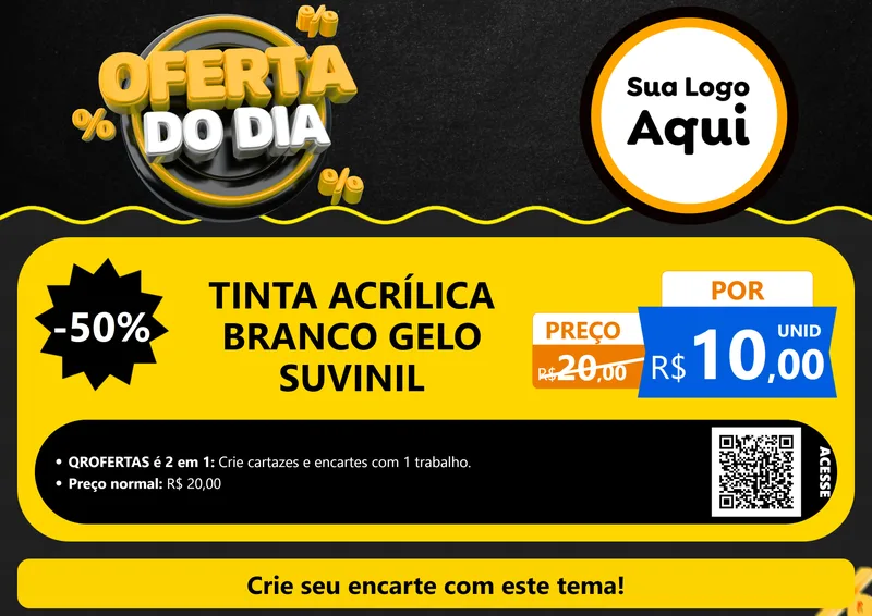 Modelo de Cartaz para Cartaz A4 Horizontal com o tema Oferta Do Dia para Tintas e Ferramentas