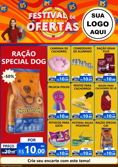 Modelo de Encarte para Encarte A4 Vertical com o tema Festival de Ofertas para Pet Shop