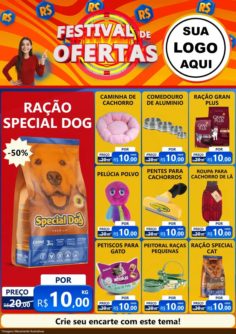 Modelo de Encarte para Encarte A4 Vertical com o tema Festival de Ofertas para Pet Shop