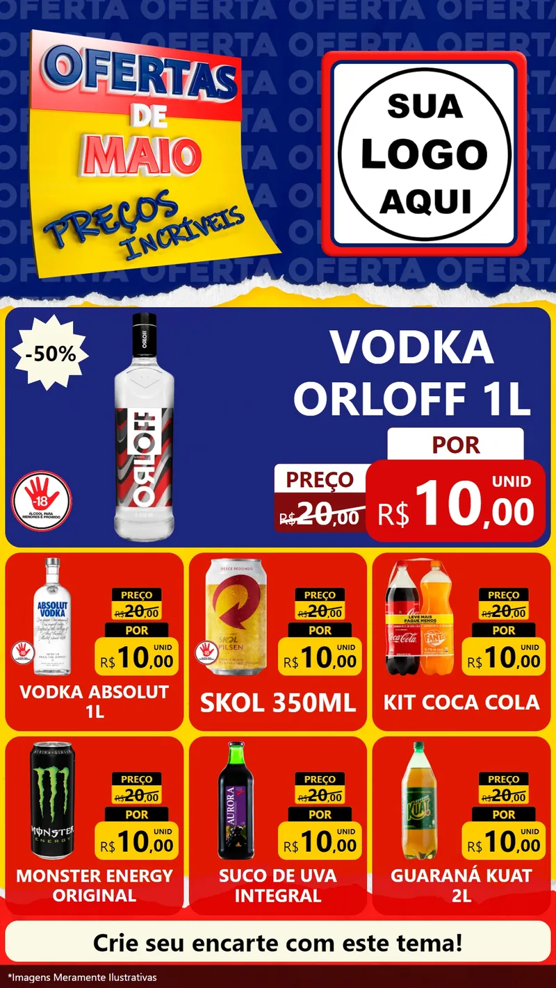 Modelo de Rede Social para Stories com o tema Ofertas de Maio - Preços Incríveis para Distribuidora de bebidas