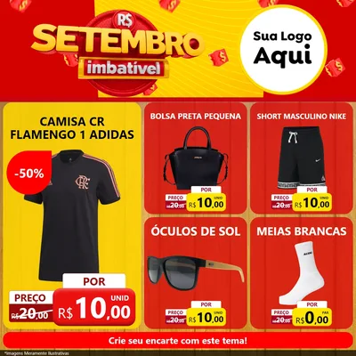 Modelo de Rede Social para Feed Facebook com o tema Setembro Imbatível para Roupas e acessórios